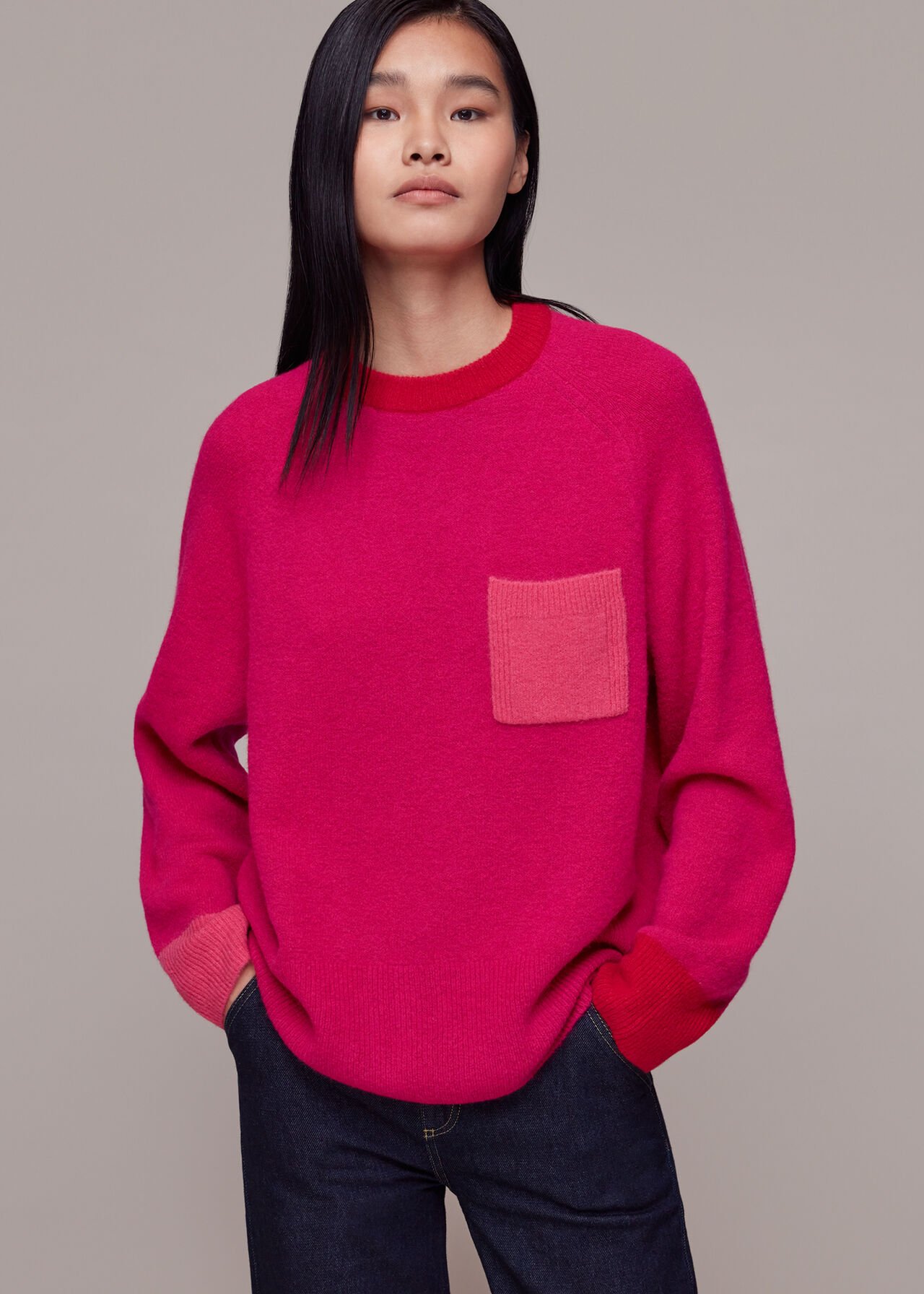 Colour Block Pocket Sweater